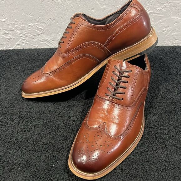 🔥🔥 STACY ADAMS Dunbar Wingtip Oxford Brown Dress Shoes - Men Sz 8M - PERFECT! - Picture 7 of 15